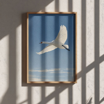 Cicogna su sfondo blu