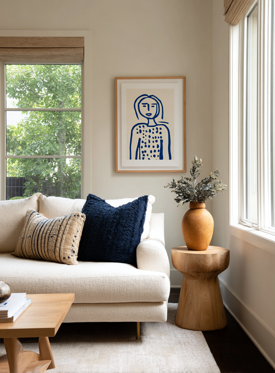 Blue draw of woman minimal