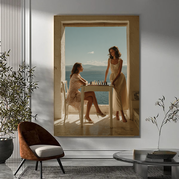 Donne scacchi vista mare