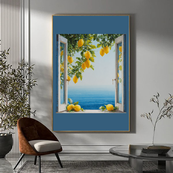 Finestra con limoni vista mare