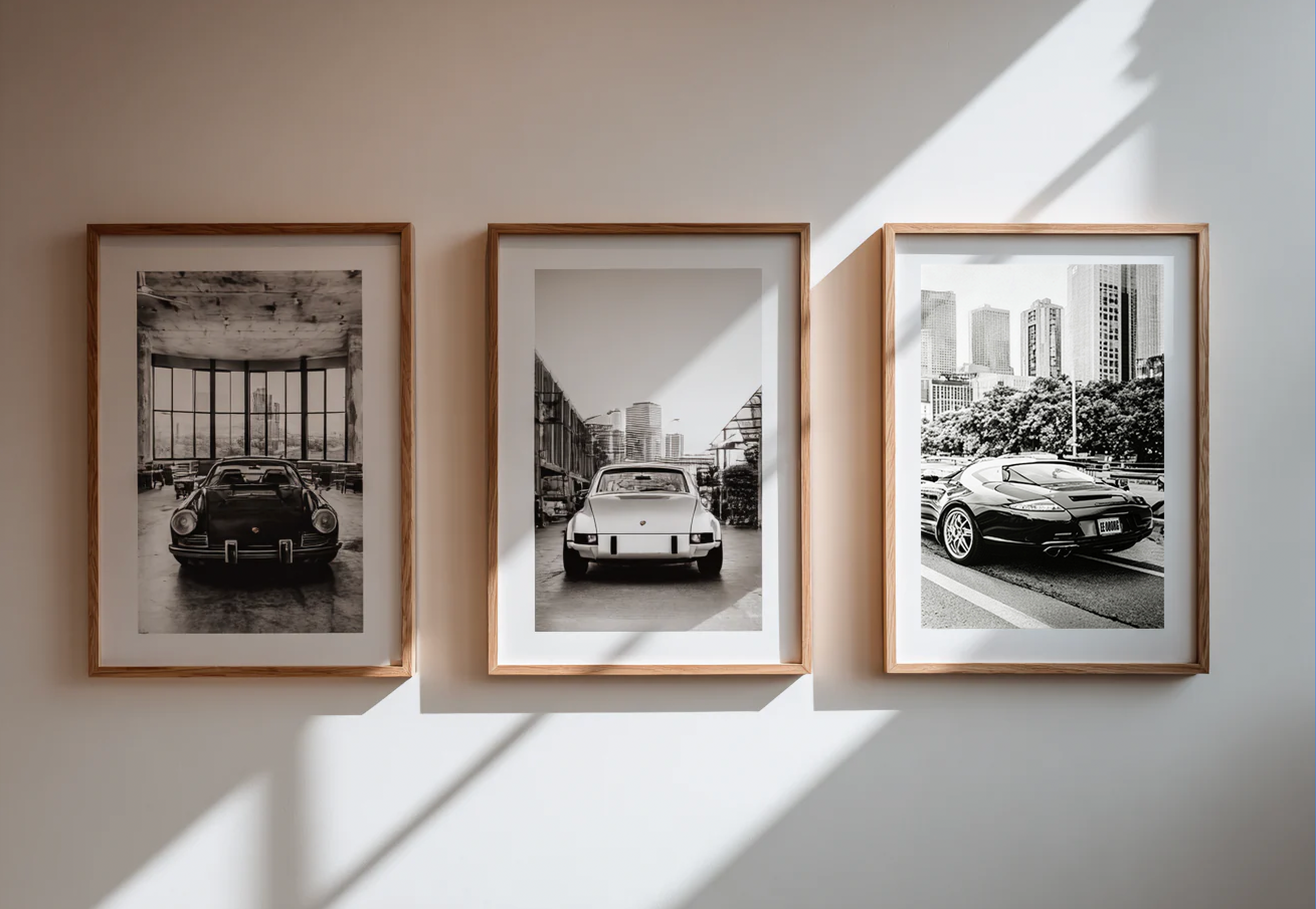 Set da 3 Porsche triologia in bianco e nero