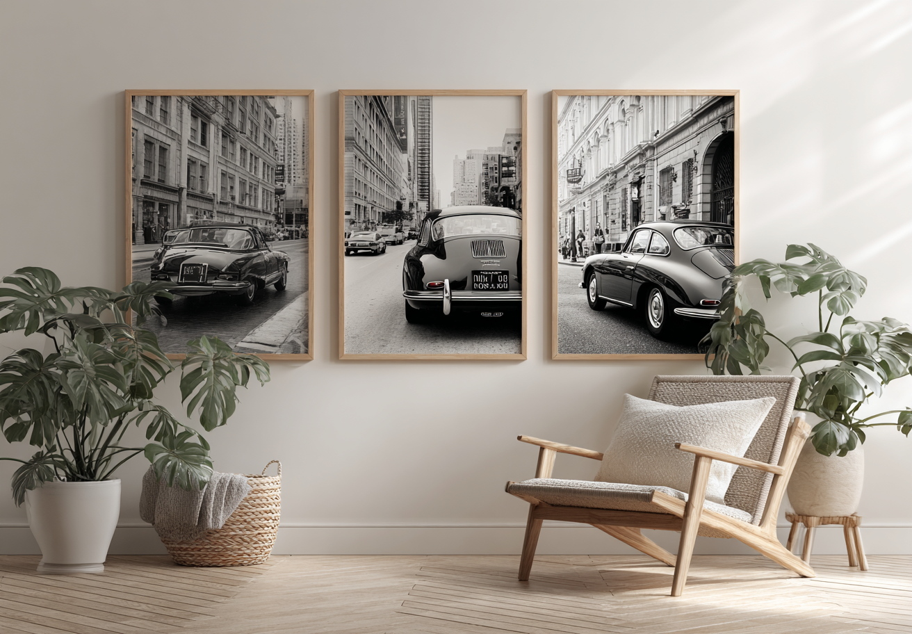 Set da 3 macchina bianco e nero