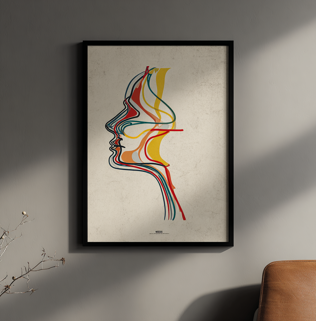 Volto di profilo minimalista colorato