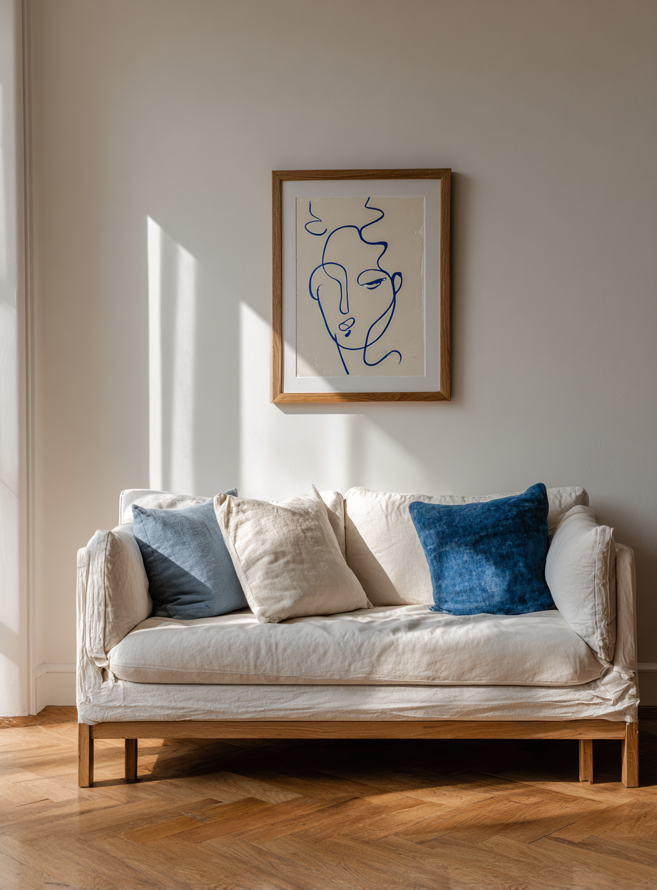 Volto donna minimalista blu