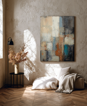 Poster Astratto blu ed ocra